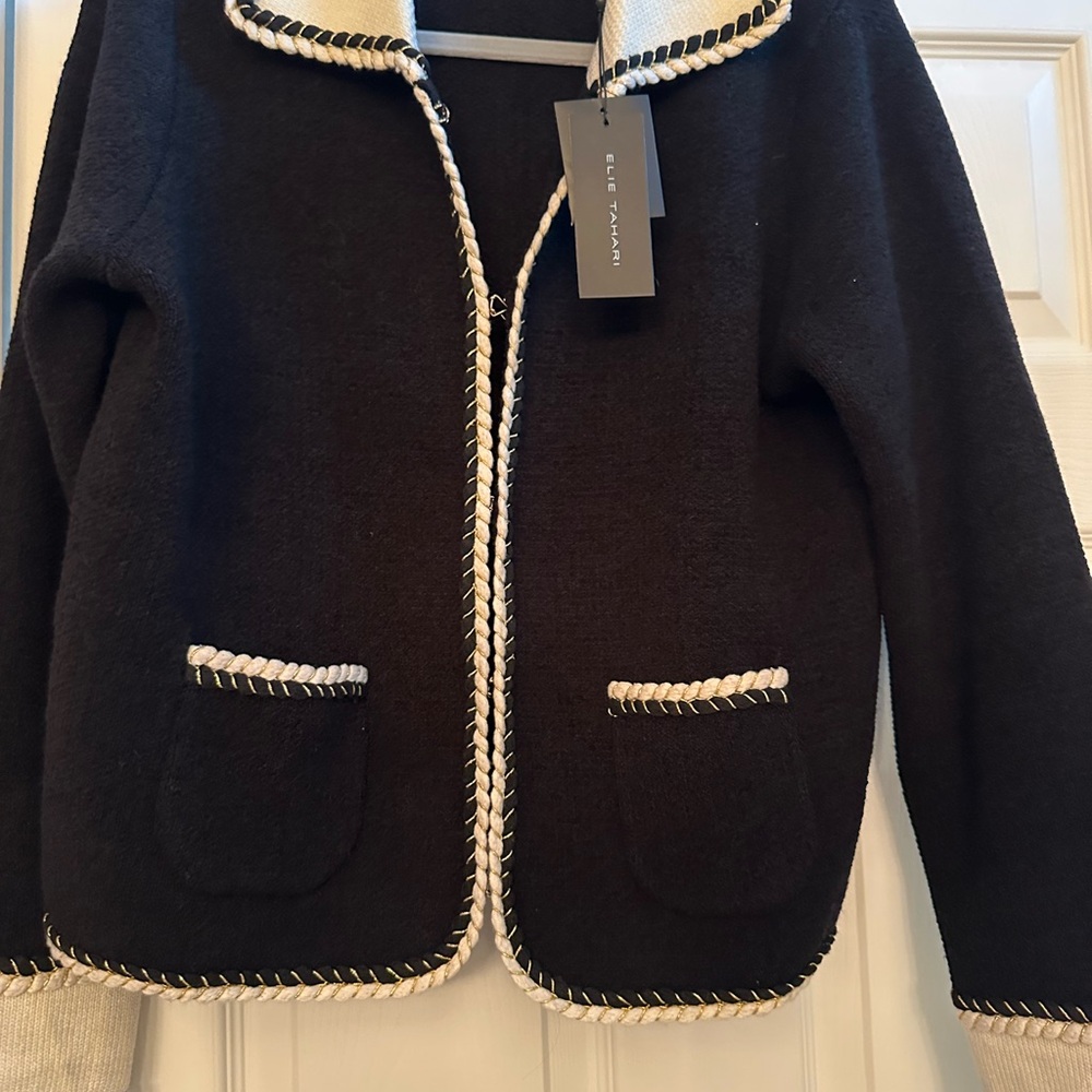 NWT Elie Tahari Black and White Knit Cardigan